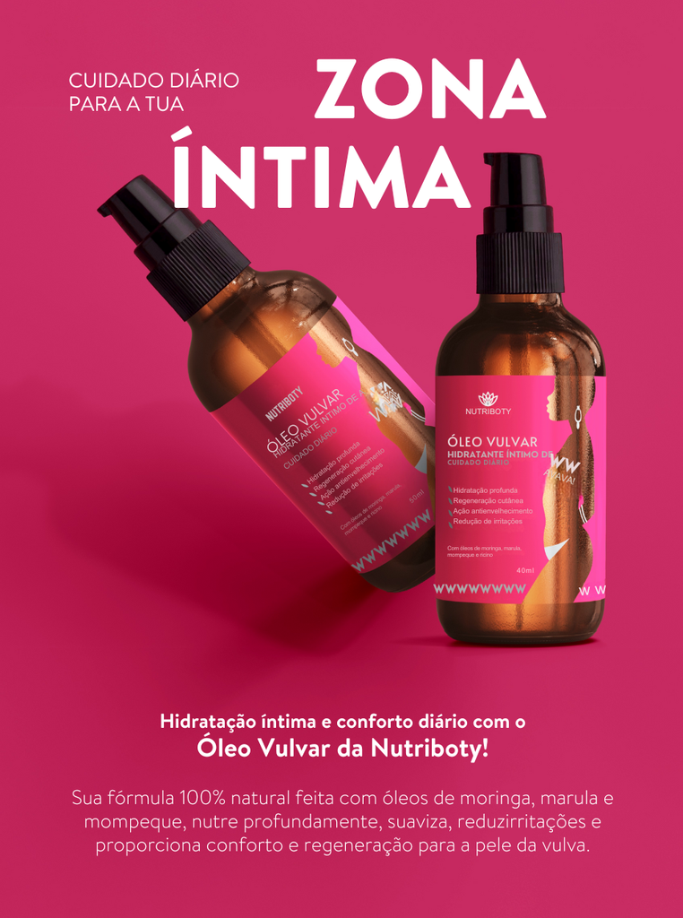 Óleo vulvar zona íntima feminina Modo de utilização: Aplica depois do banho, com a pele limpa e seca. Coloca 2 a 3 gotas na ponta dos dedos e espalha suavemente na região externa da vulva, sem necessidade de enxaguar. Pode ser utilizado diariamente ou sempre que necessário para uma hidratação extra. Uso externo: Este produto não é um lubrificante sexual.
Cuidados a ter: Faz um teste antes do uso e suspende em caso de irritação. Usa após a limpeza da região com produtos de pH adequado.
